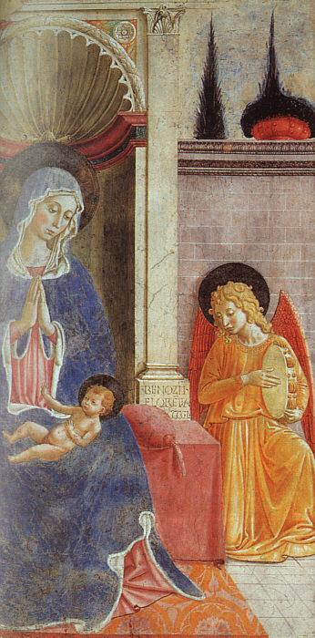 Benozzo Gozzoli Madonna and Child with Angel Playing Music oil painting image